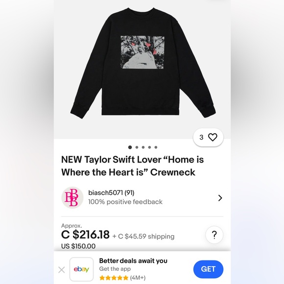 Taylor Swift Sz L Lover Home Is Where the Heart Is Eras Tour Merch Sweatshirt - Picture 13 of 16